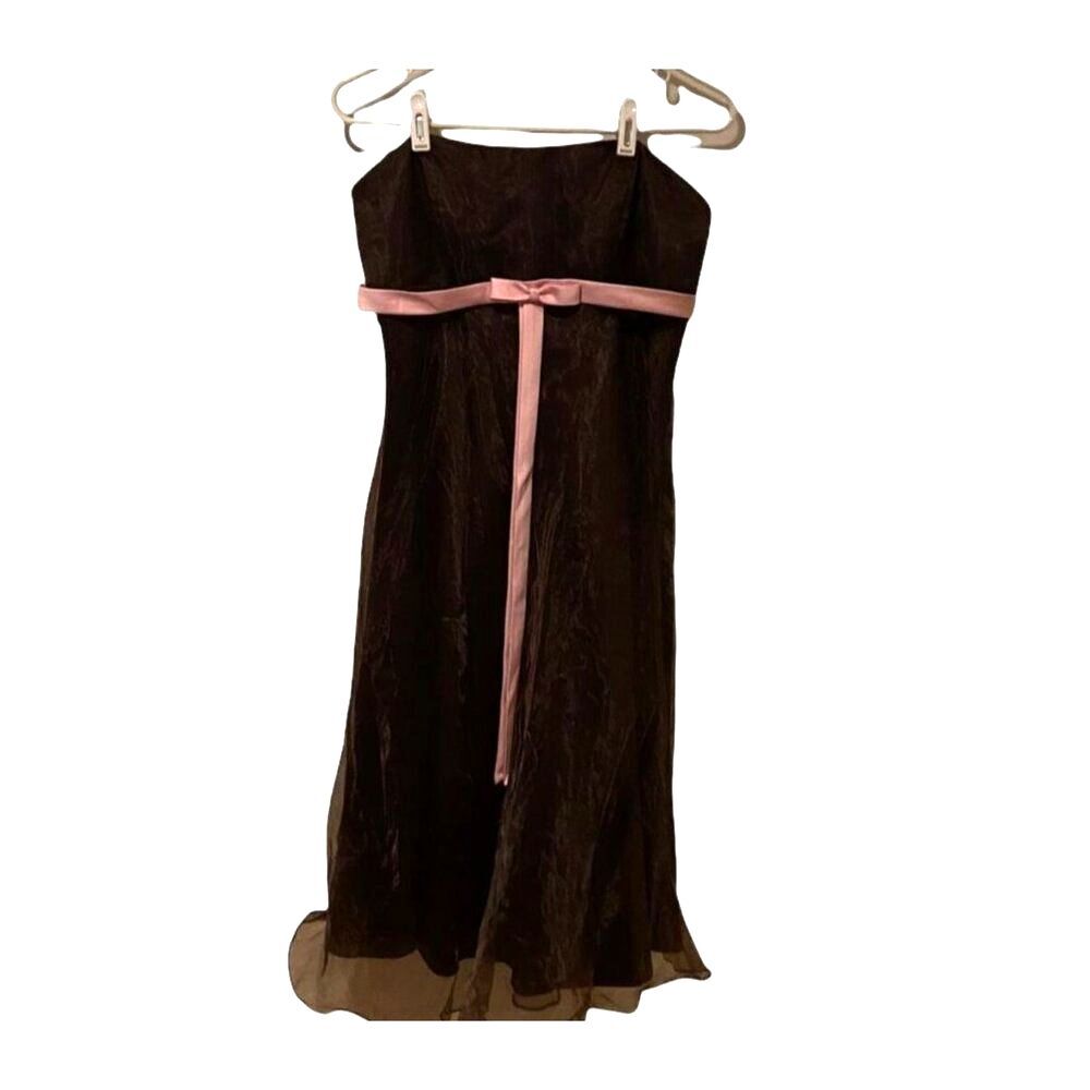 #3644 Womens brown strapless prom party date dress size M